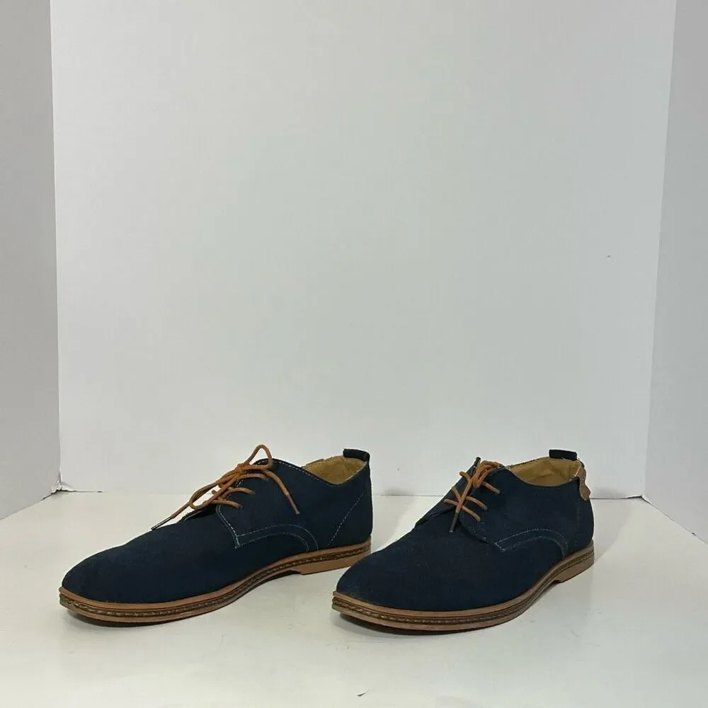 Kunsto Men’s Blue Suede Oford Shoes | Men Size 12